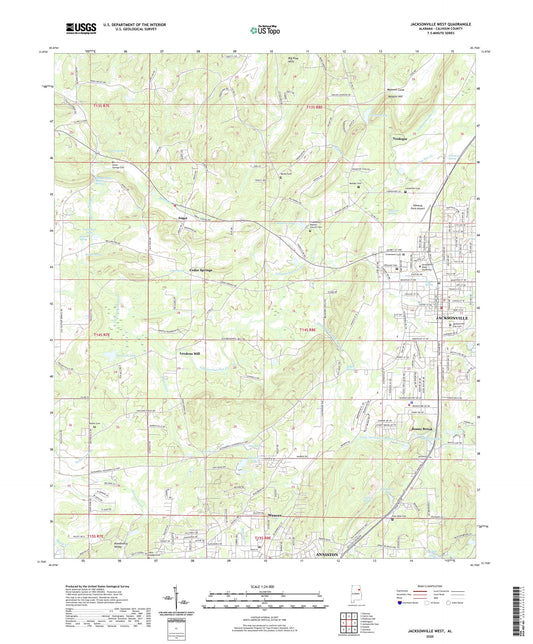 Jacksonville West Alabama US Topo Map Image