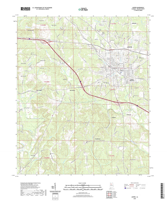 Jasper Alabama US Topo Map Image