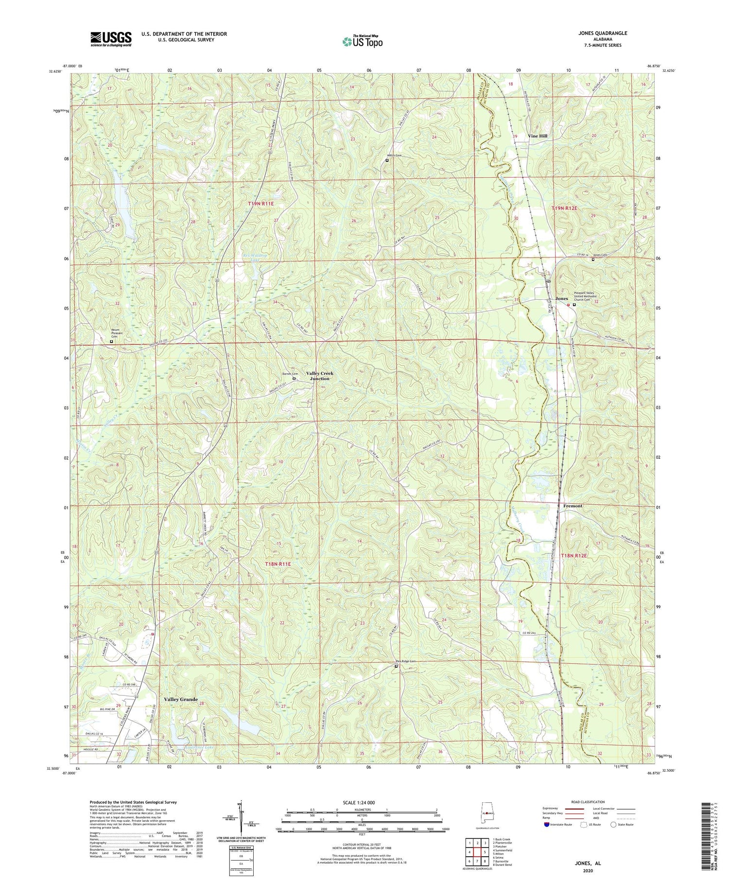 Jones Alabama US Topo Map Image