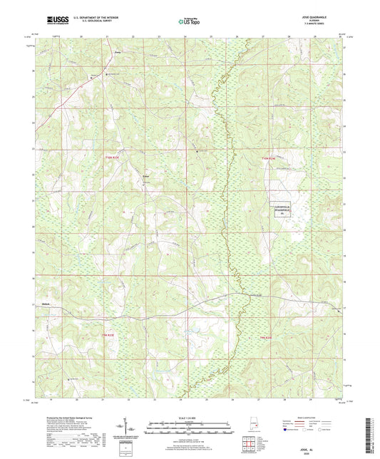 Josie Alabama US Topo Map Image