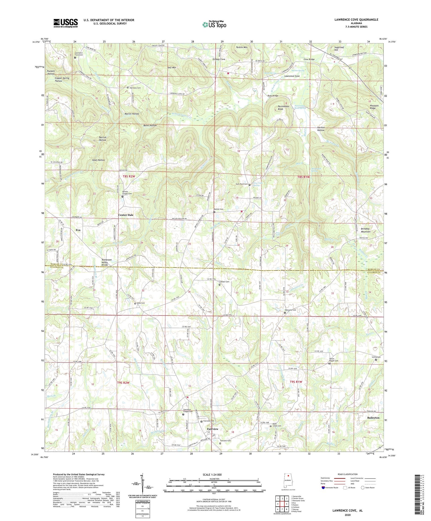 Lawrence Cove Alabama US Topo Map Image