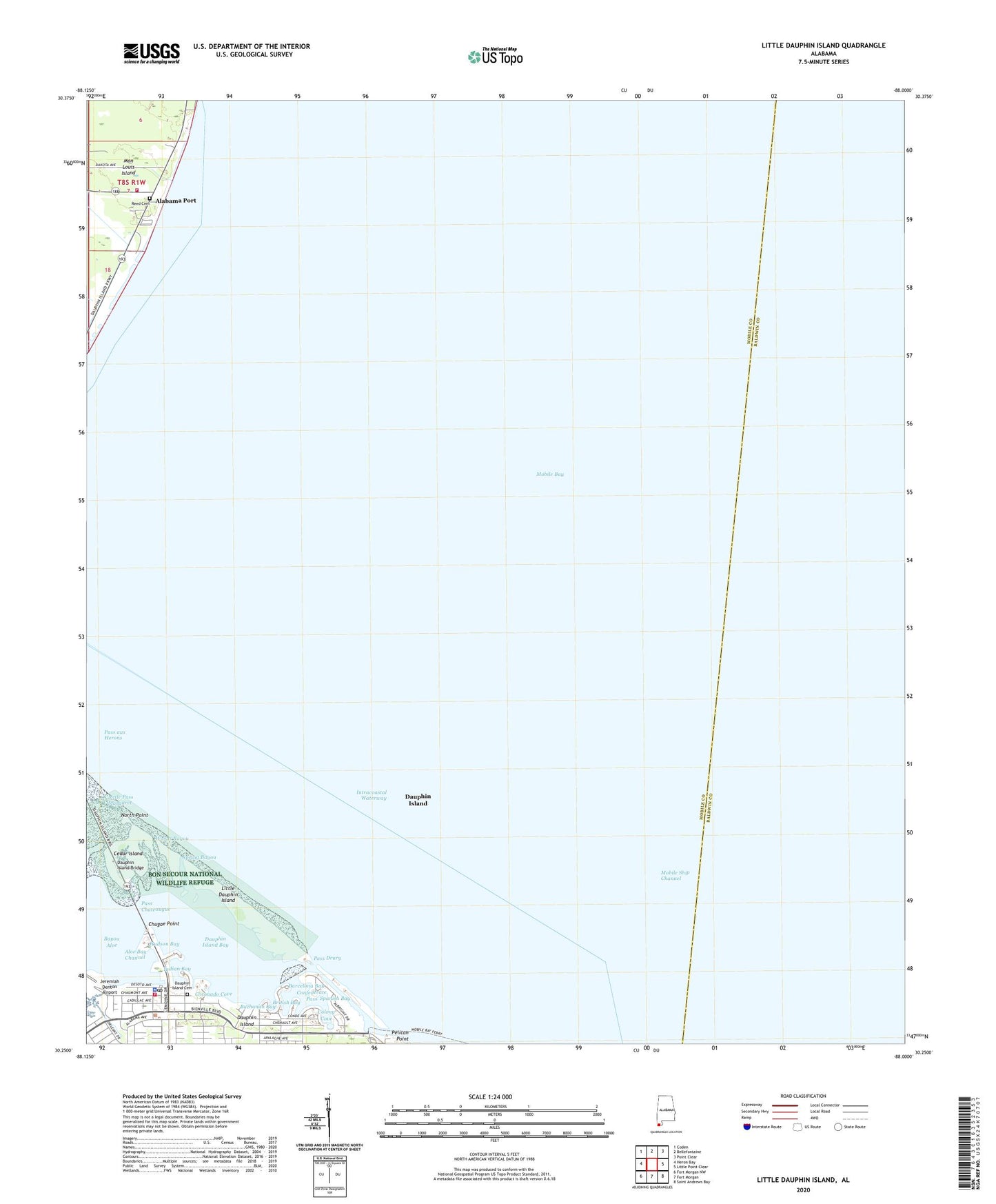 Little Dauphin Island Alabama US Topo Map Image