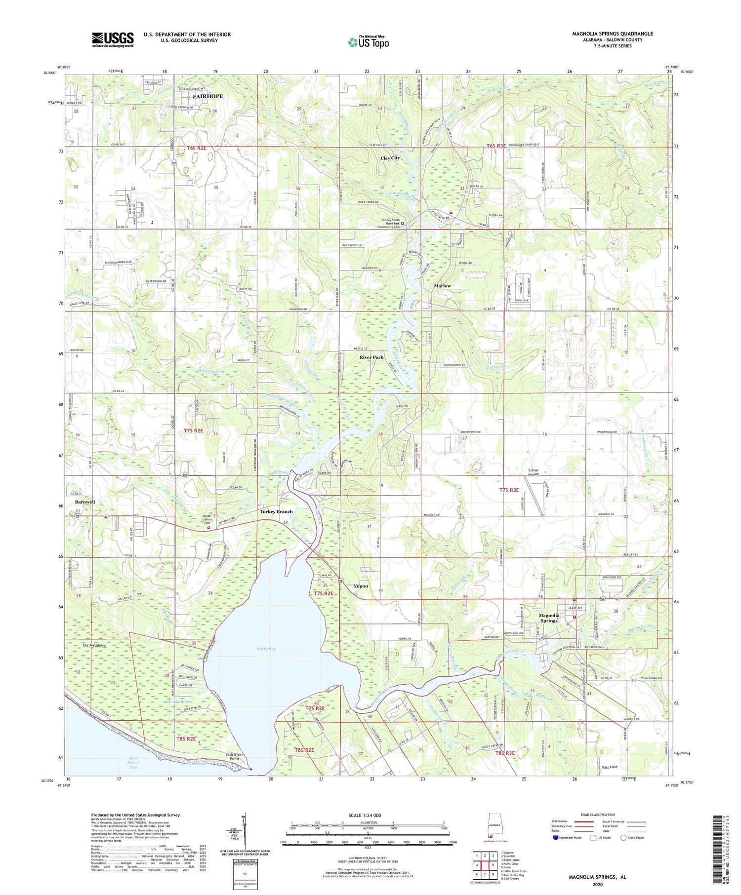 Magnolia Springs Alabama US Topo Map Image