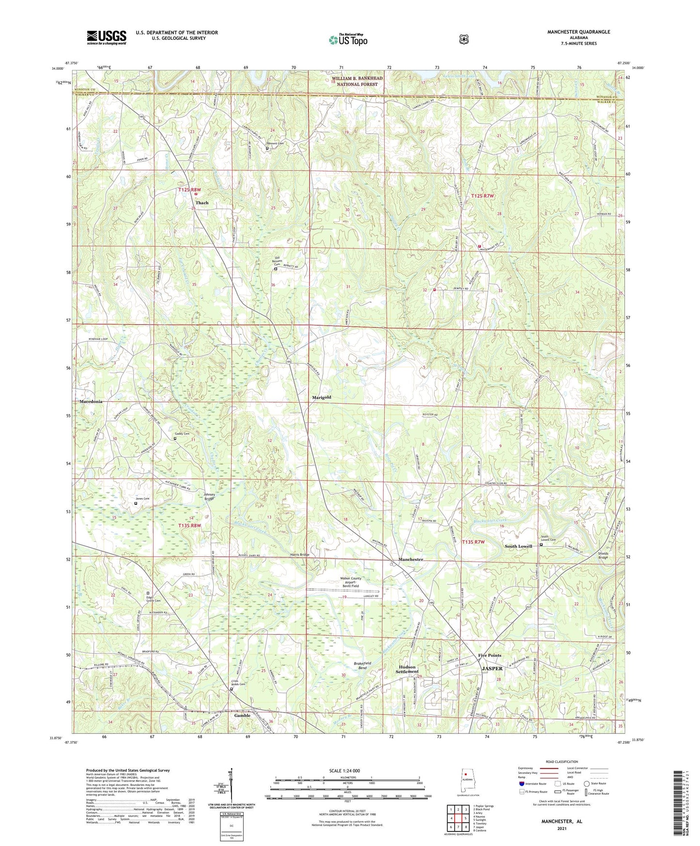 Manchester Alabama US Topo Map Image