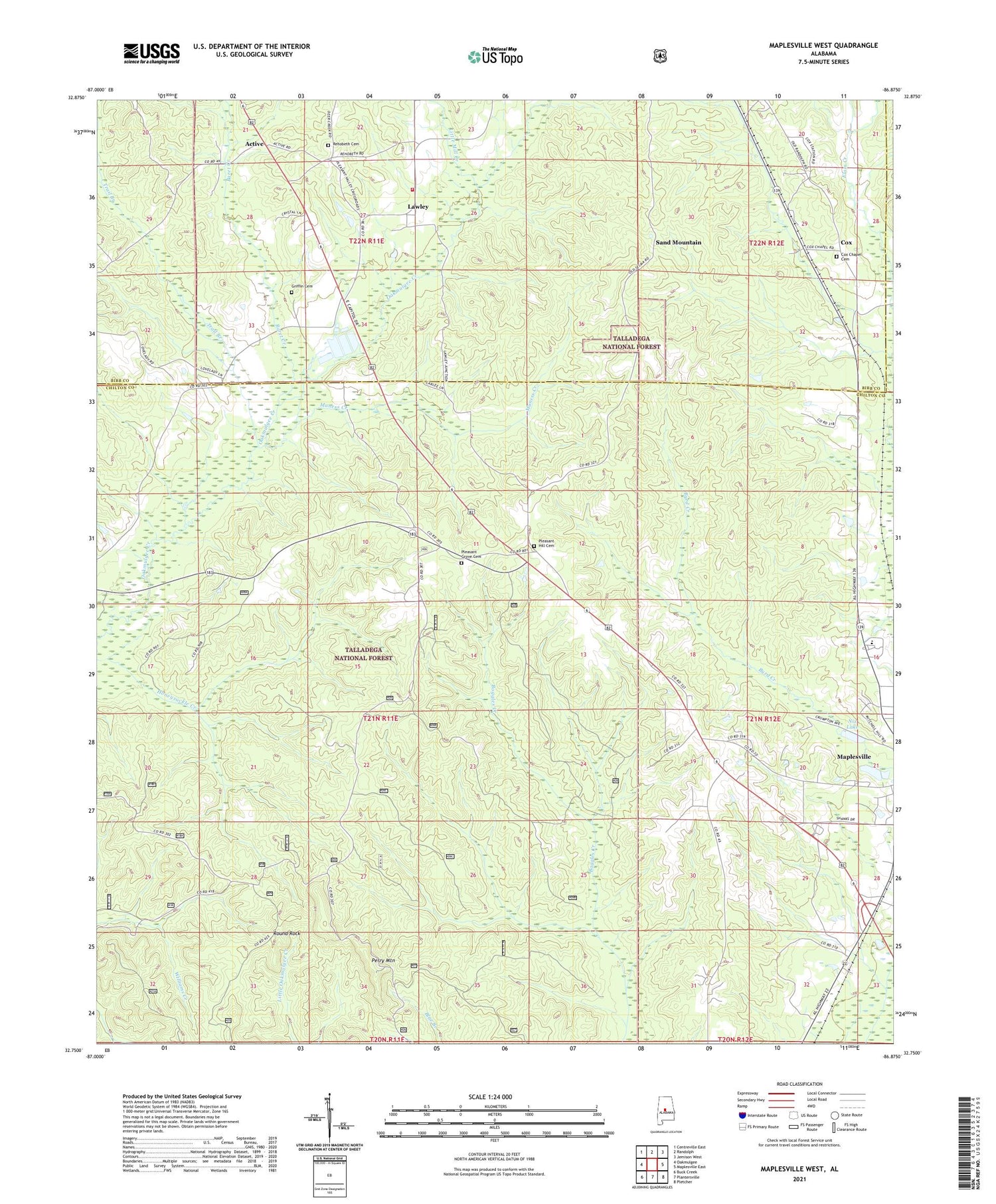 Maplesville West Alabama US Topo Map Image