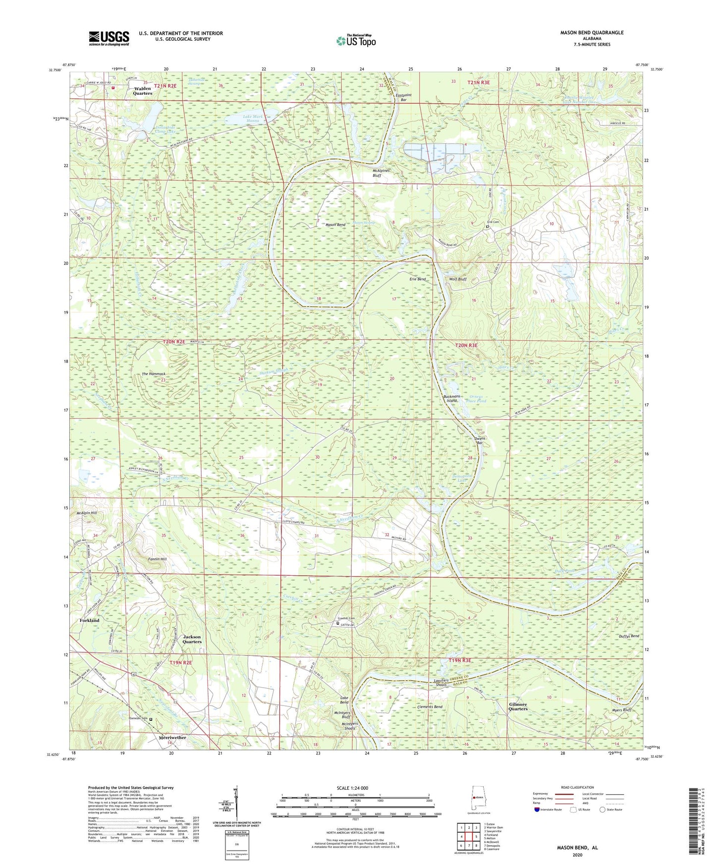 Mason Bend Alabama US Topo Map Image