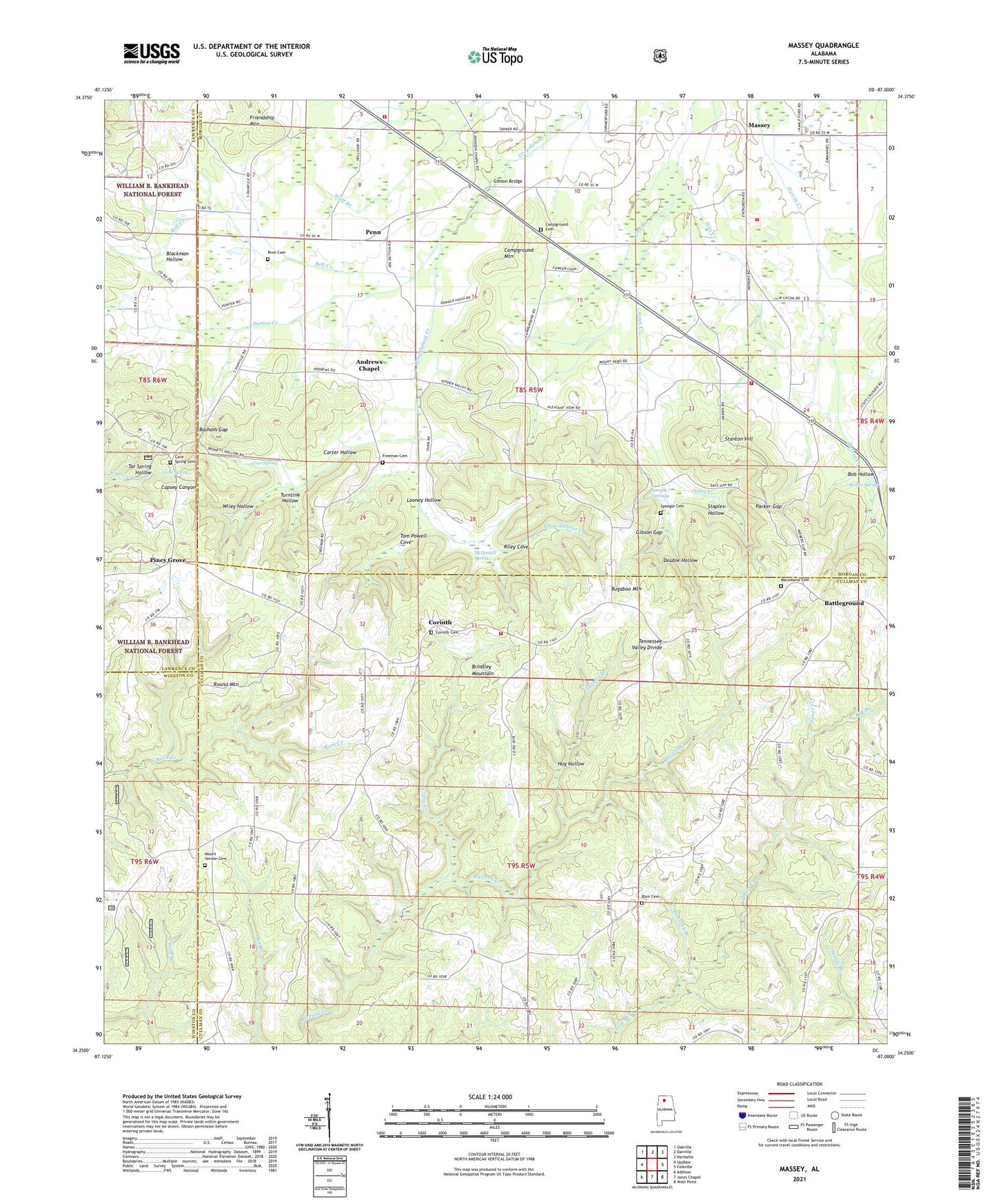 Massey Alabama US Topo Map Image