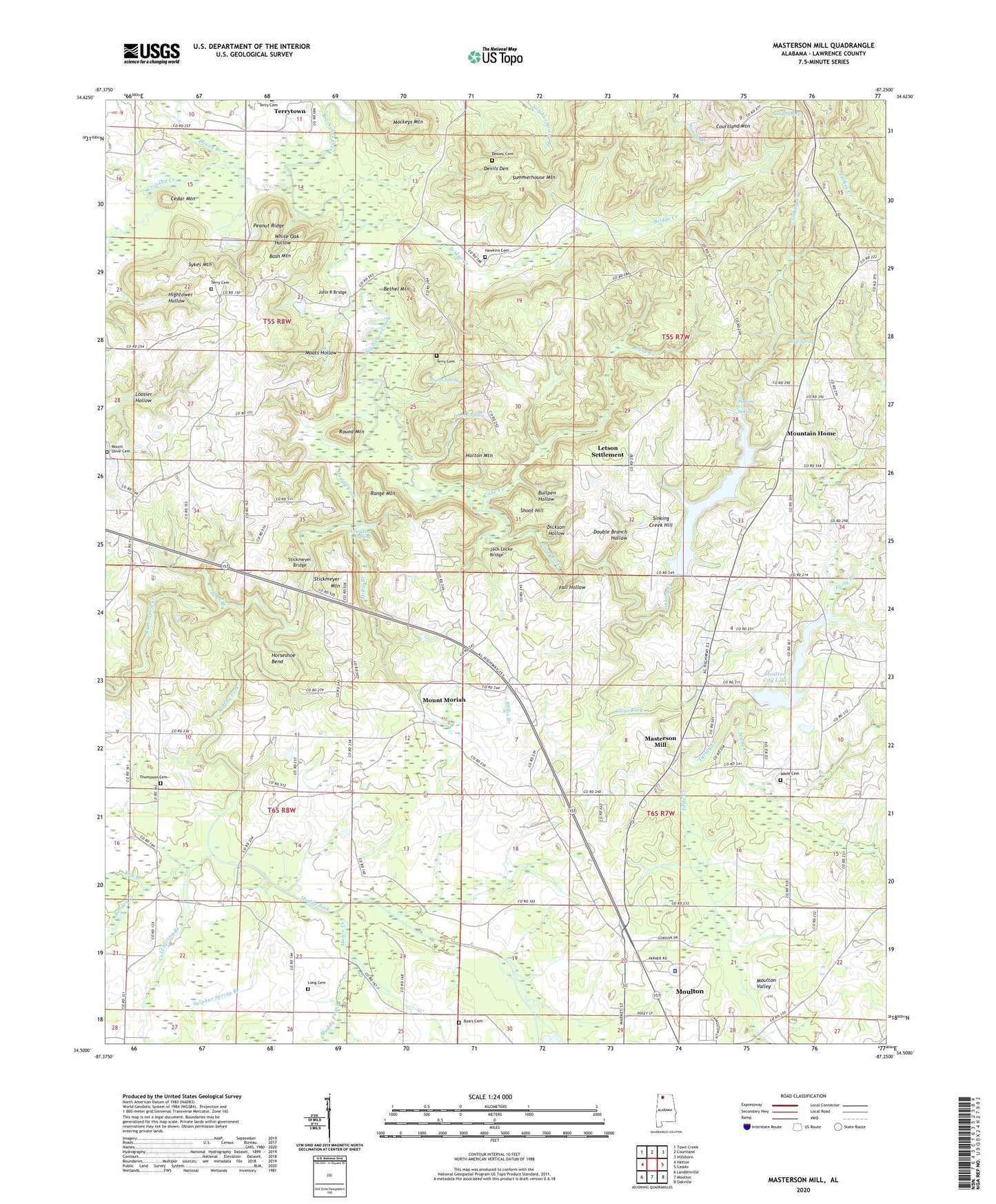 Masterson Mill Alabama US Topo Map Image