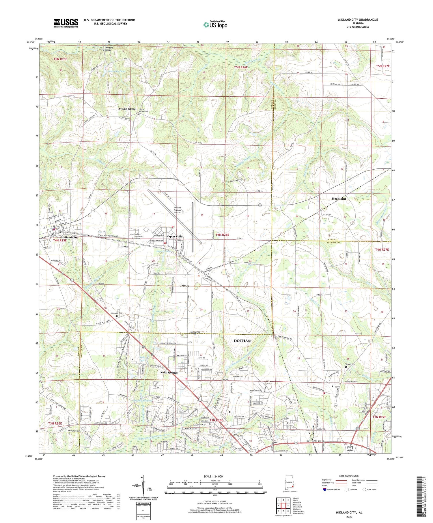 Midland City Alabama US Topo Map Image