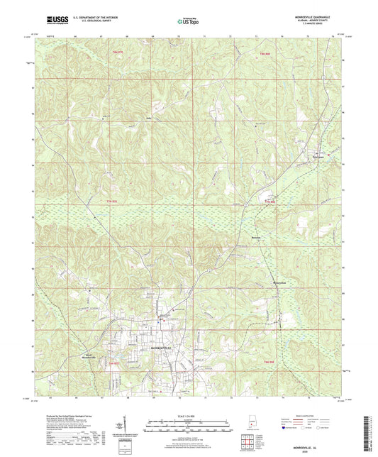 Monroeville Alabama US Topo Map Image