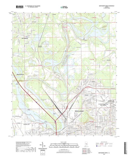 Montgomery North Alabama US Topo Map Image