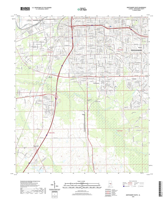Montgomery South Alabama US Topo Map Image
