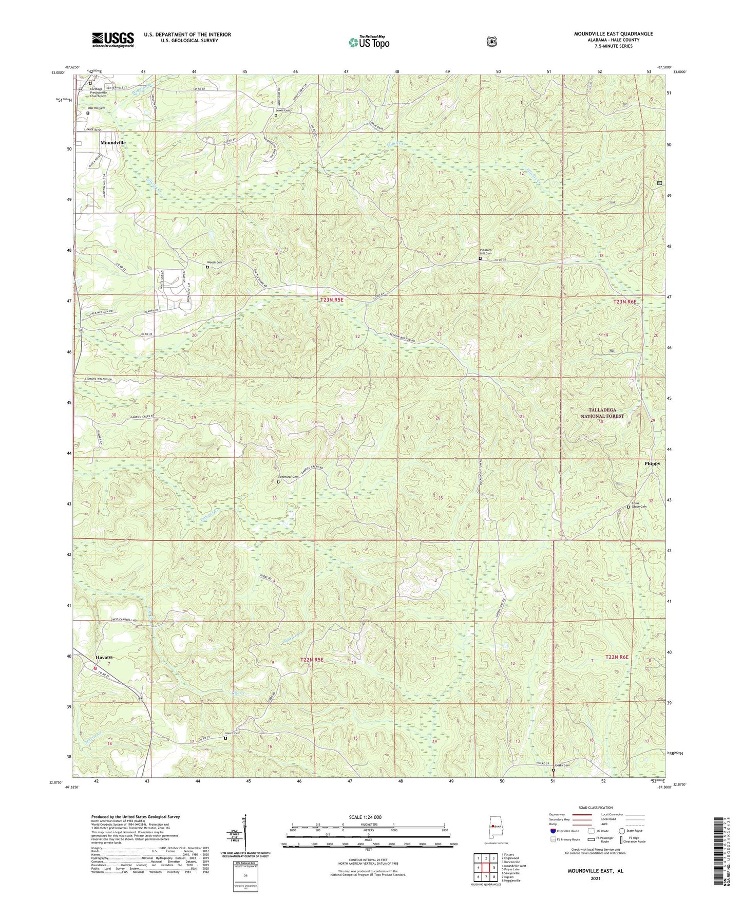 Moundville East Alabama US Topo Map Image