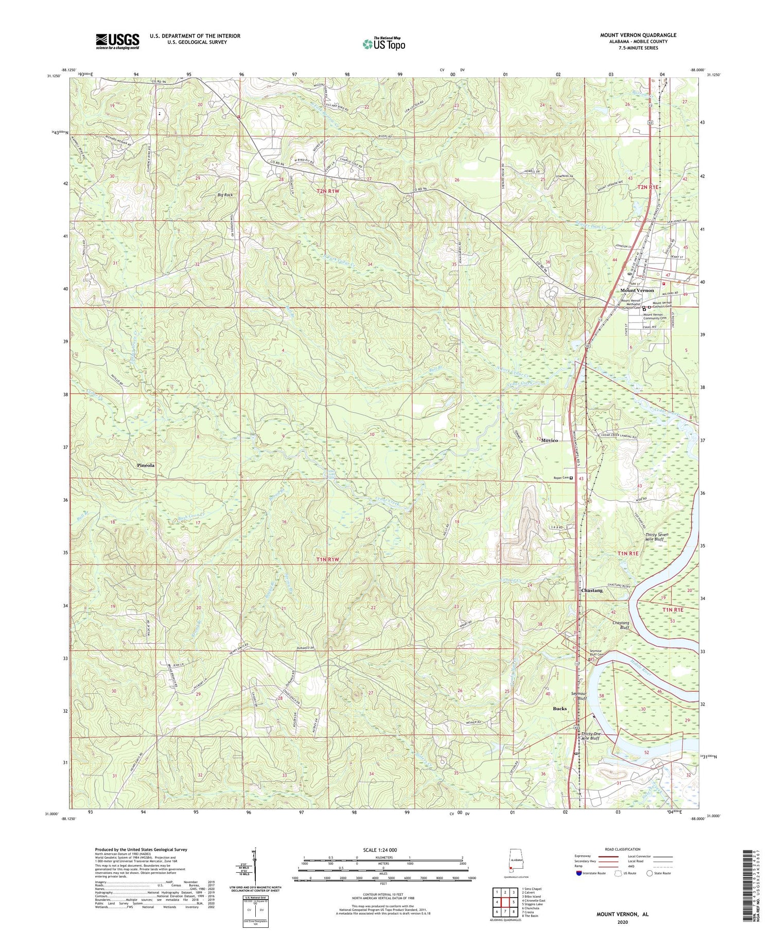 Mount Vernon Alabama US Topo Map Image
