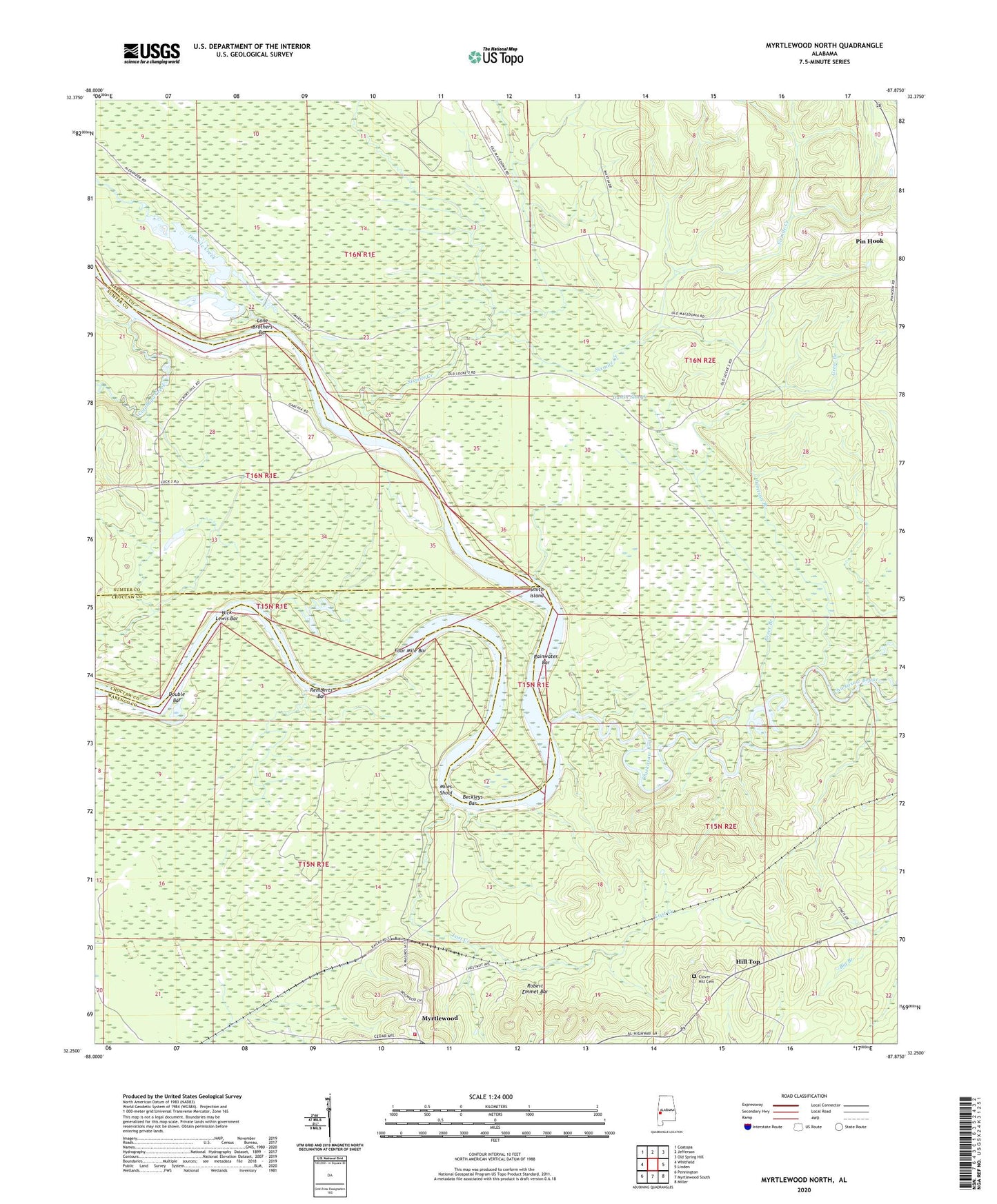 Myrtlewood North Alabama US Topo Map Image