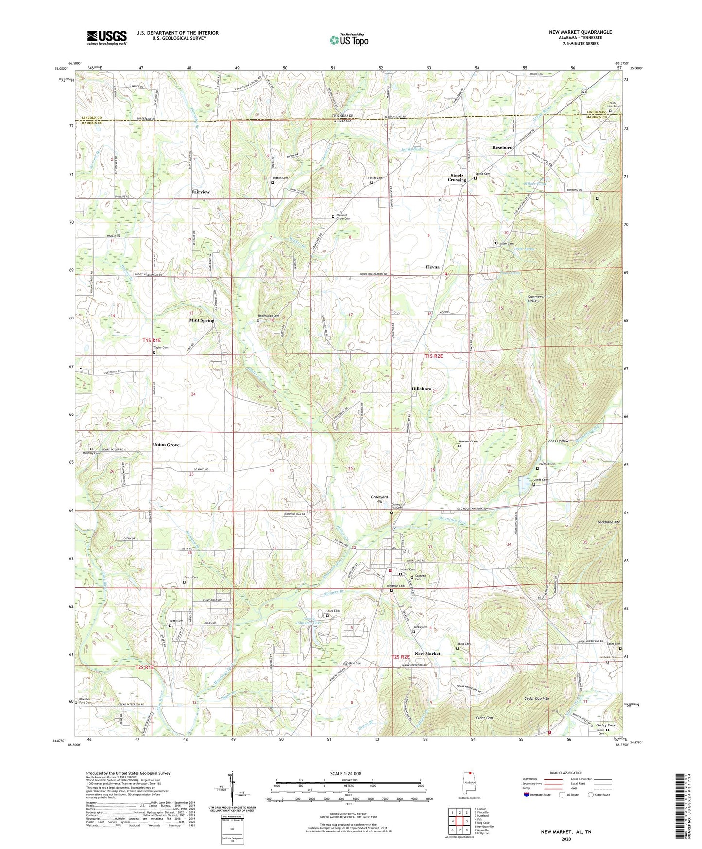 New Market Alabama US Topo Map Image