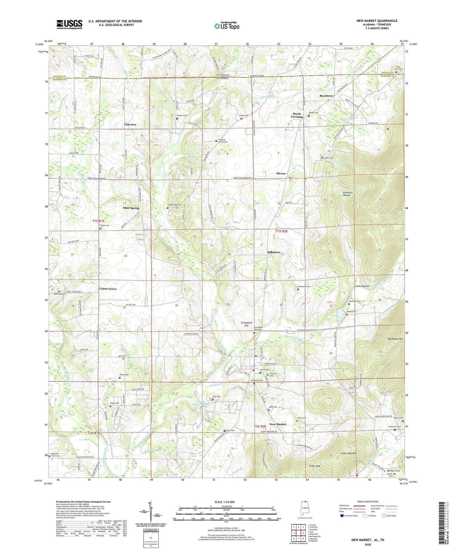 New Market Alabama US Topo Map Image