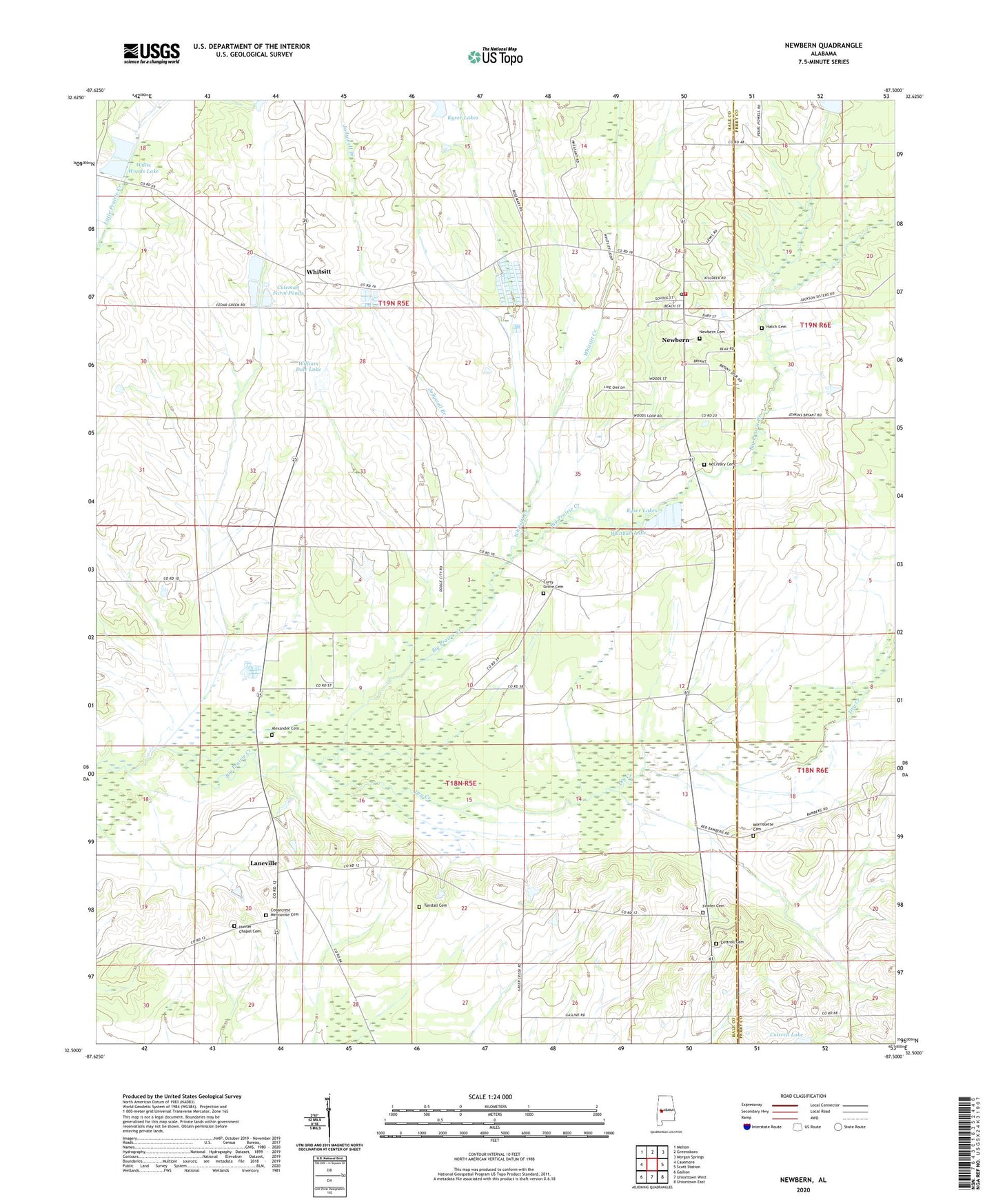 Newbern Alabama US Topo Map Image