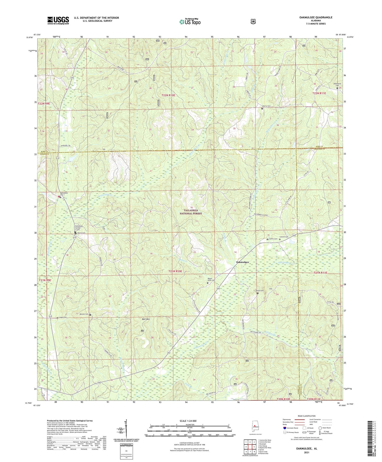 Oakmulgee Alabama US Topo Map Image