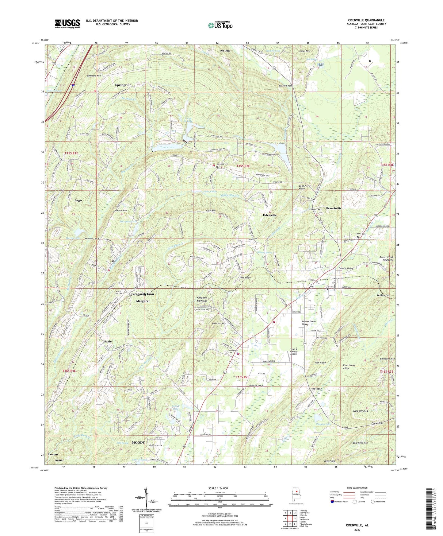 Odenville Alabama US Topo Map Image