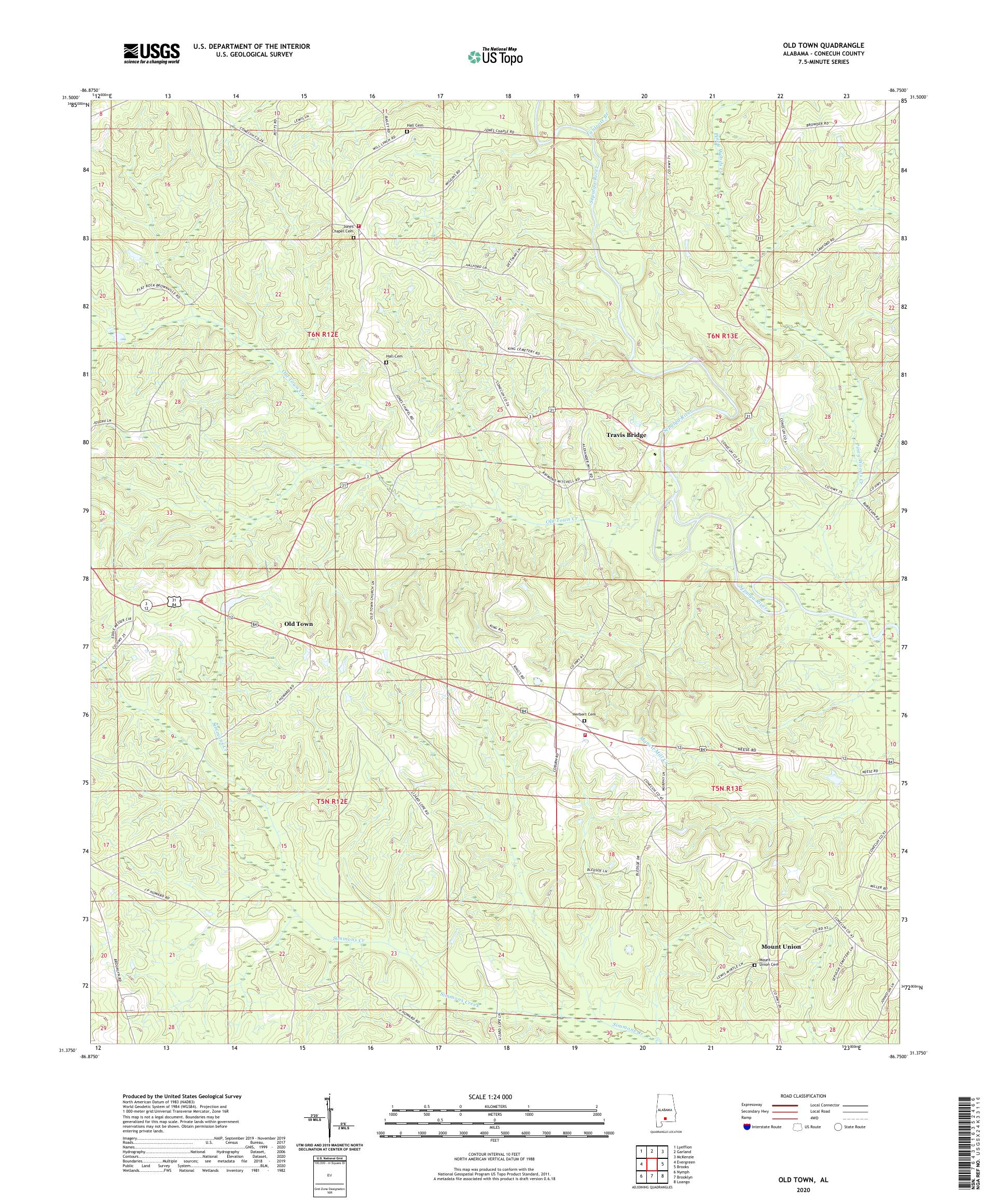 Old Town Alabama US Topo Map – MyTopo Map Store