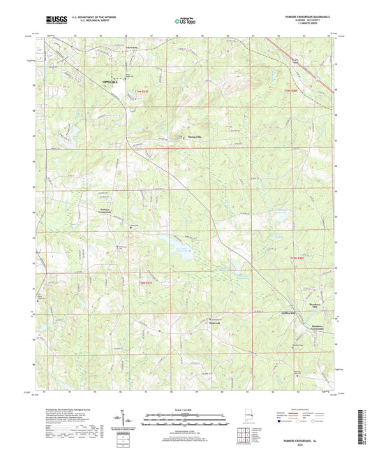 Parkers Crossroads Alabama US Topo Map Image