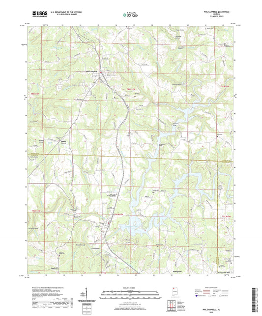 Phil Campbell Alabama US Topo Map Image
