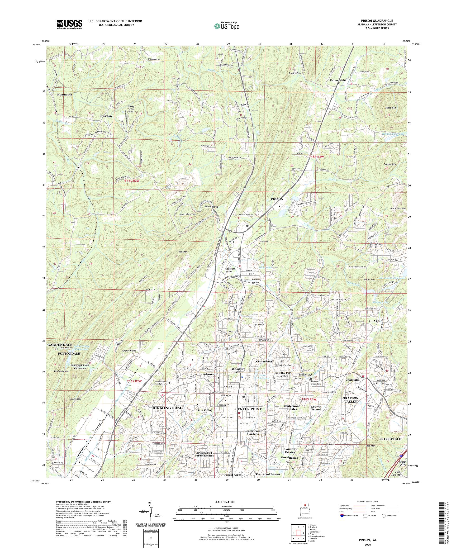 Pinson Alabama US Topo Map – MyTopo Map Store