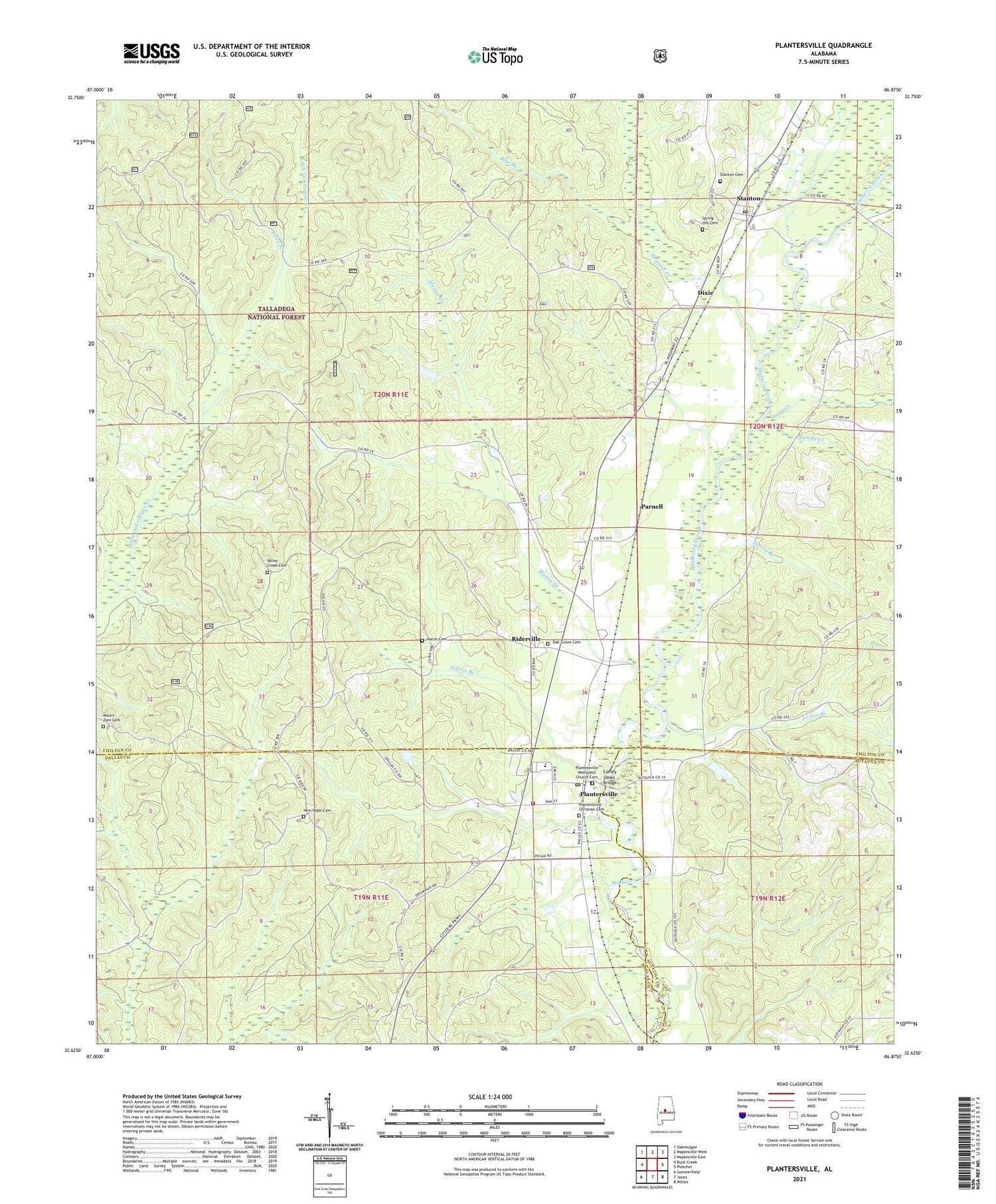 Plantersville Alabama US Topo Map Image
