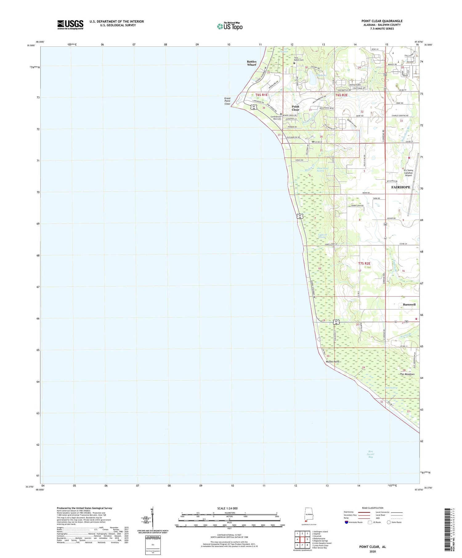 Point Clear Alabama US Topo Map Image