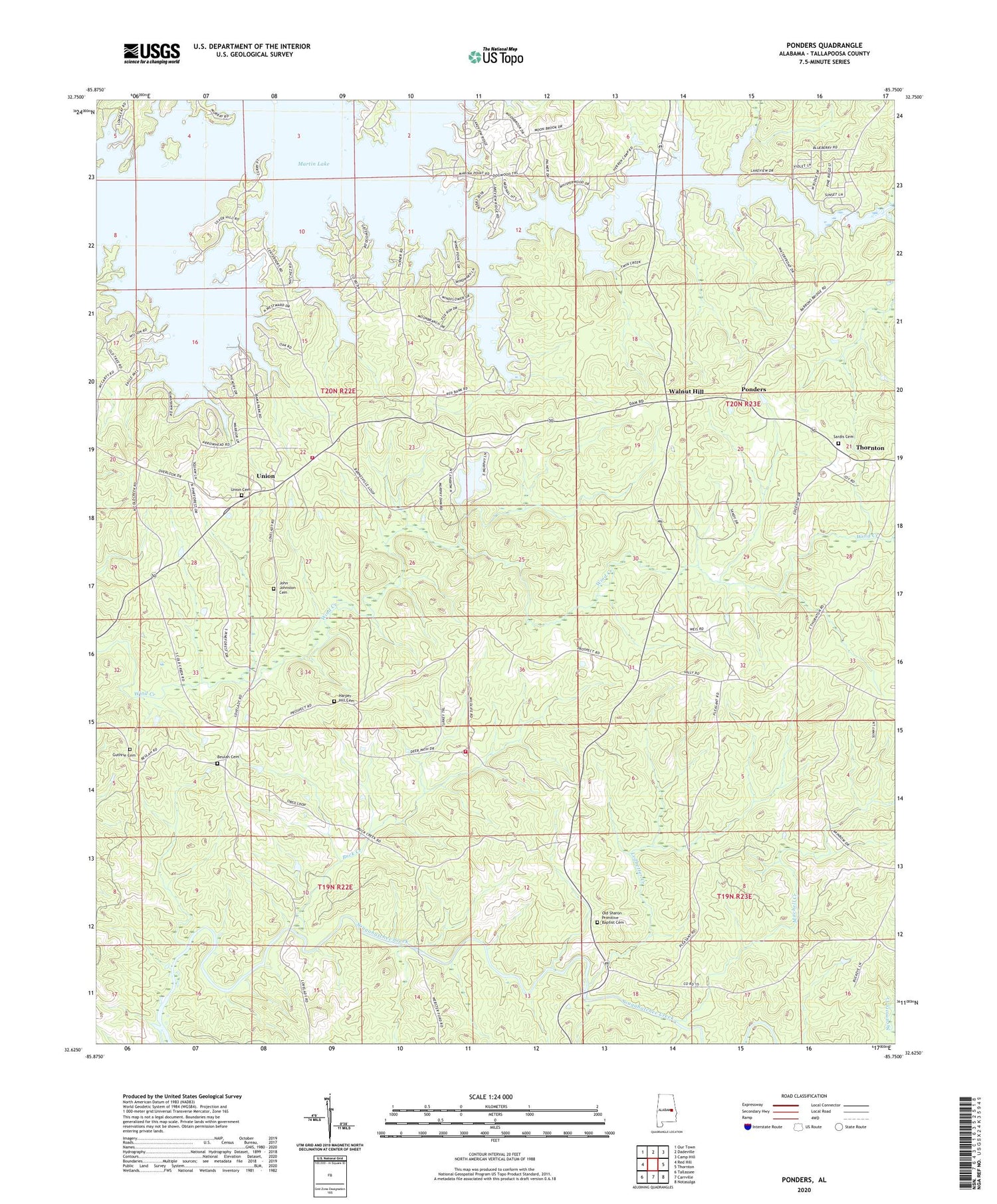 Ponders Alabama US Topo Map Image