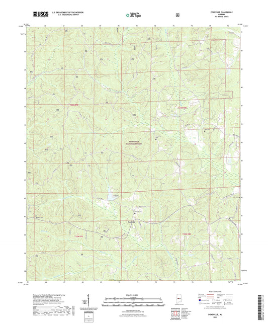 Pondville Alabama US Topo Map Image