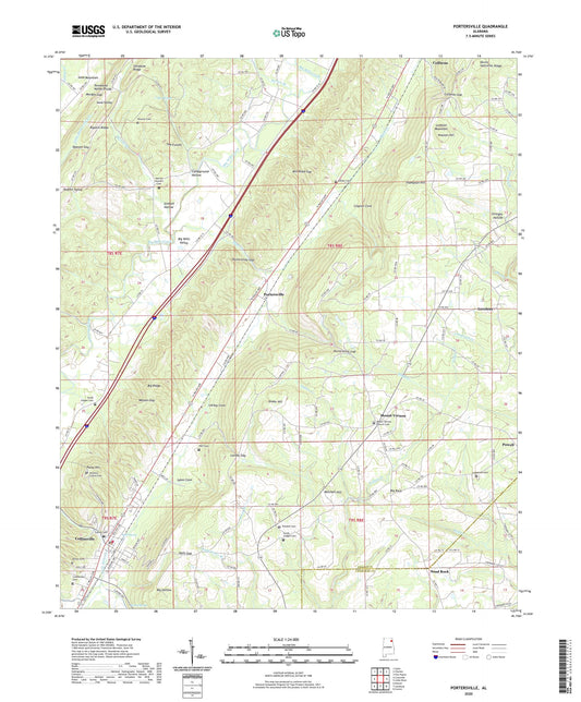 Portersville Alabama US Topo Map Image