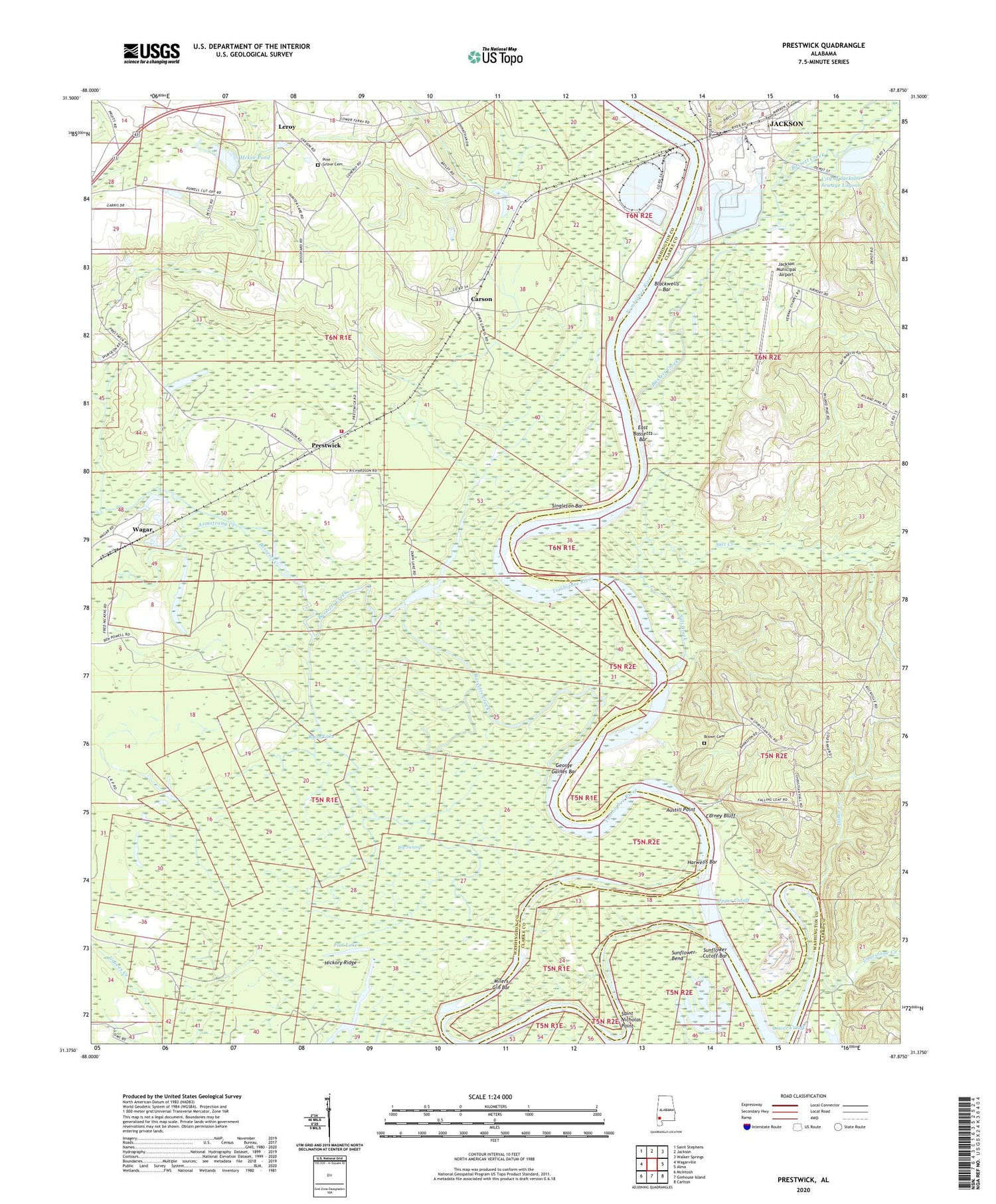 Prestwick Alabama US Topo Map Image