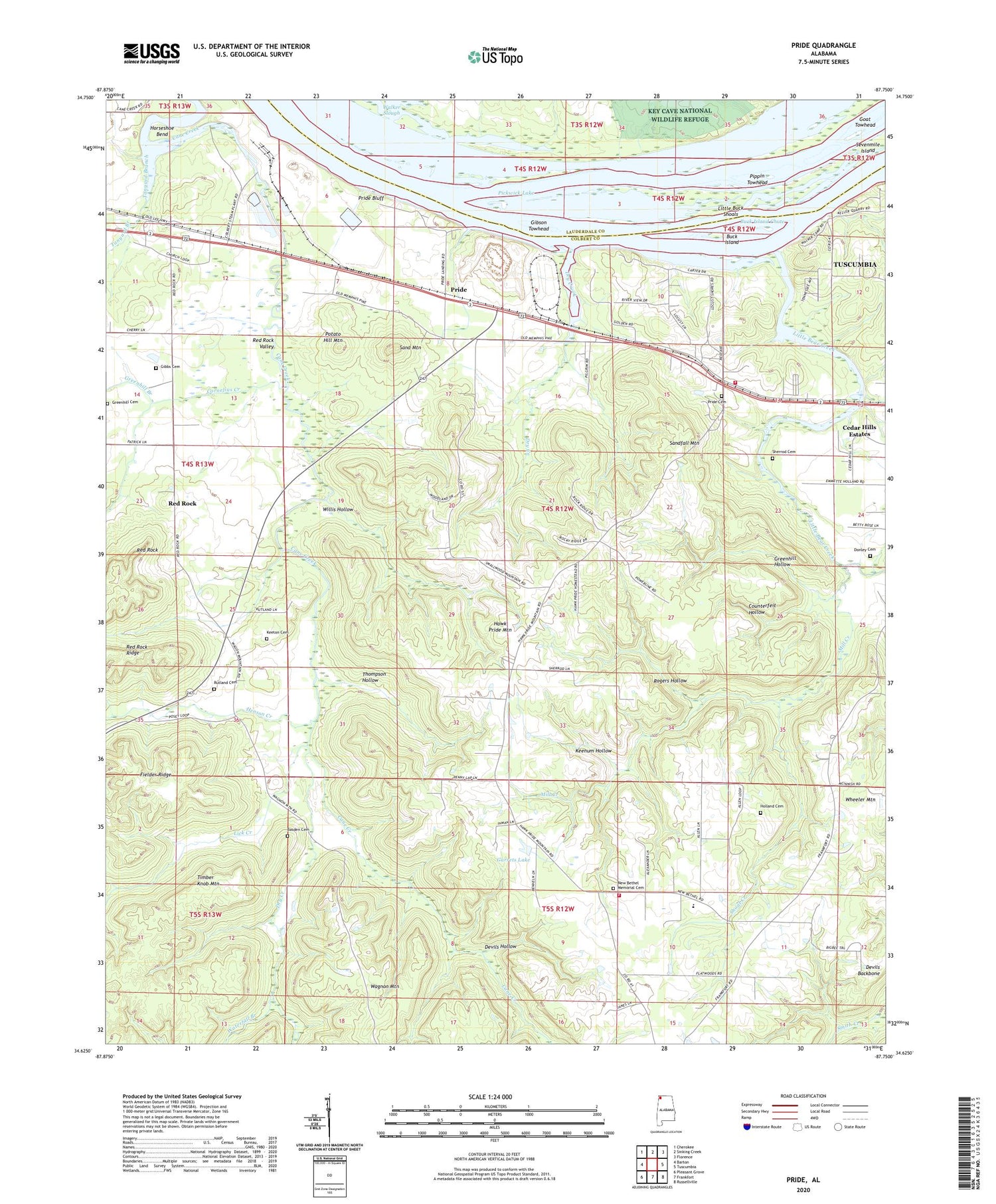 Pride Alabama US Topo Map Image