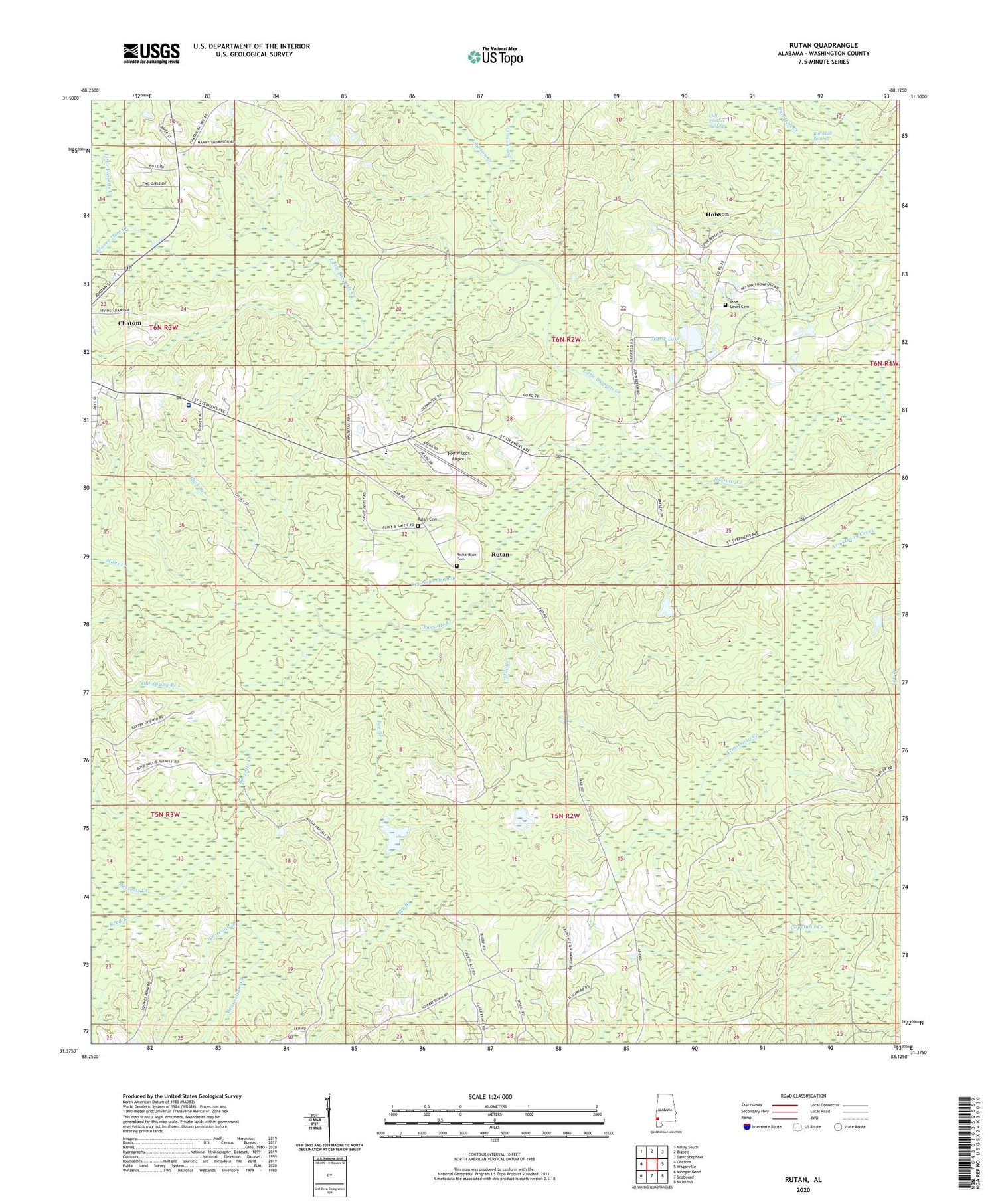 Rutan Alabama US Topo Map Image