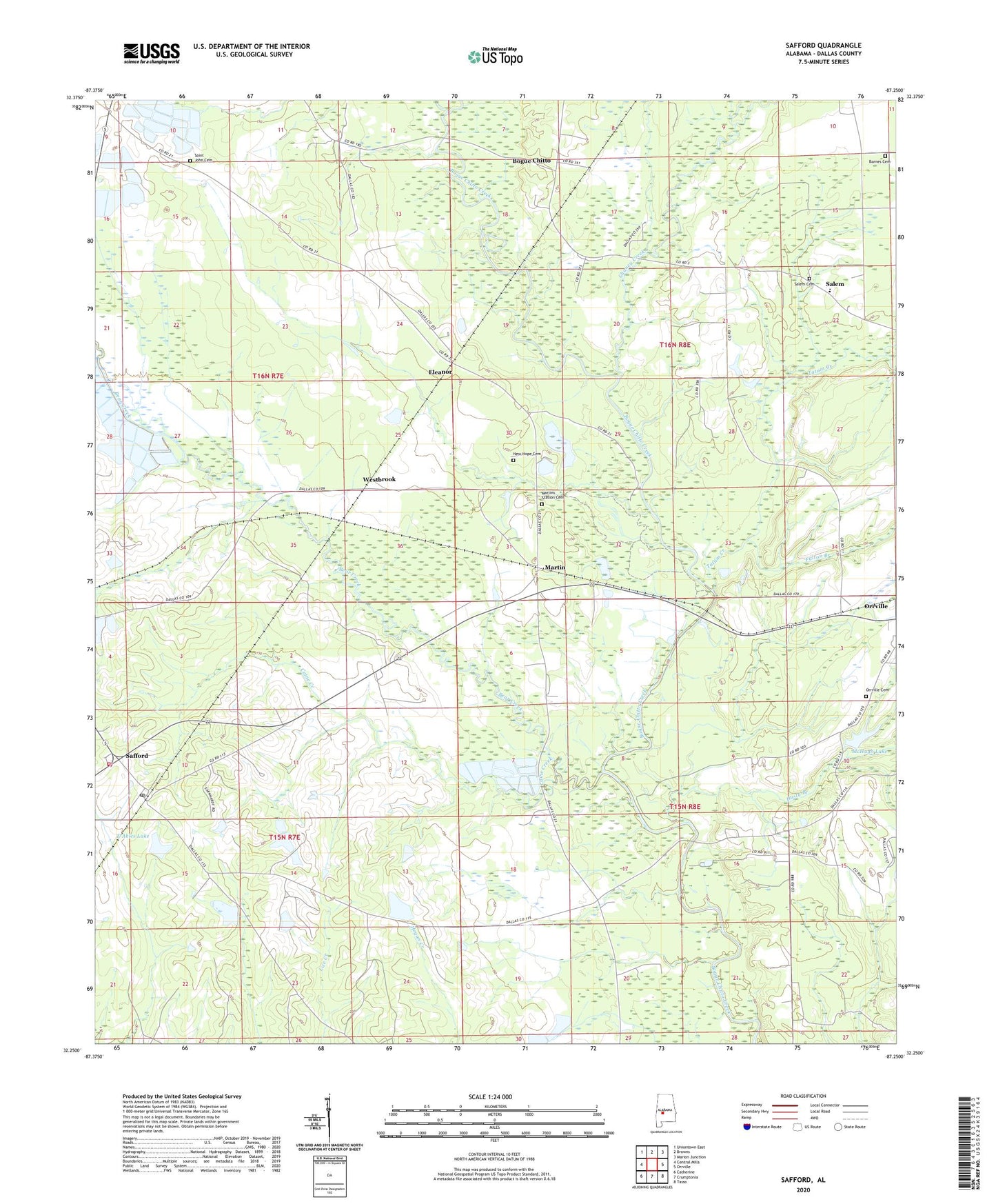 Safford Alabama US Topo Map Image