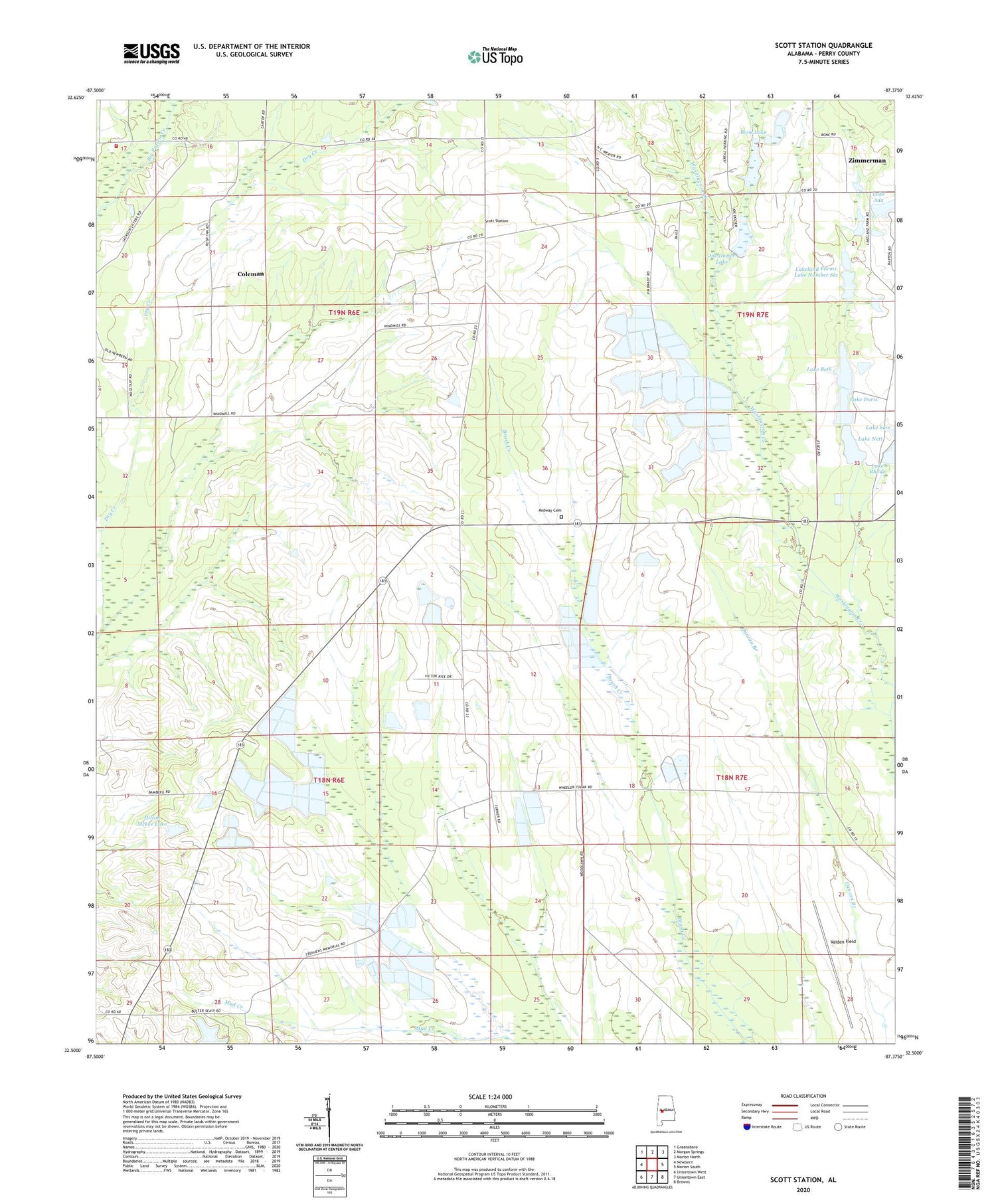 Scott Station Alabama US Topo Map Image