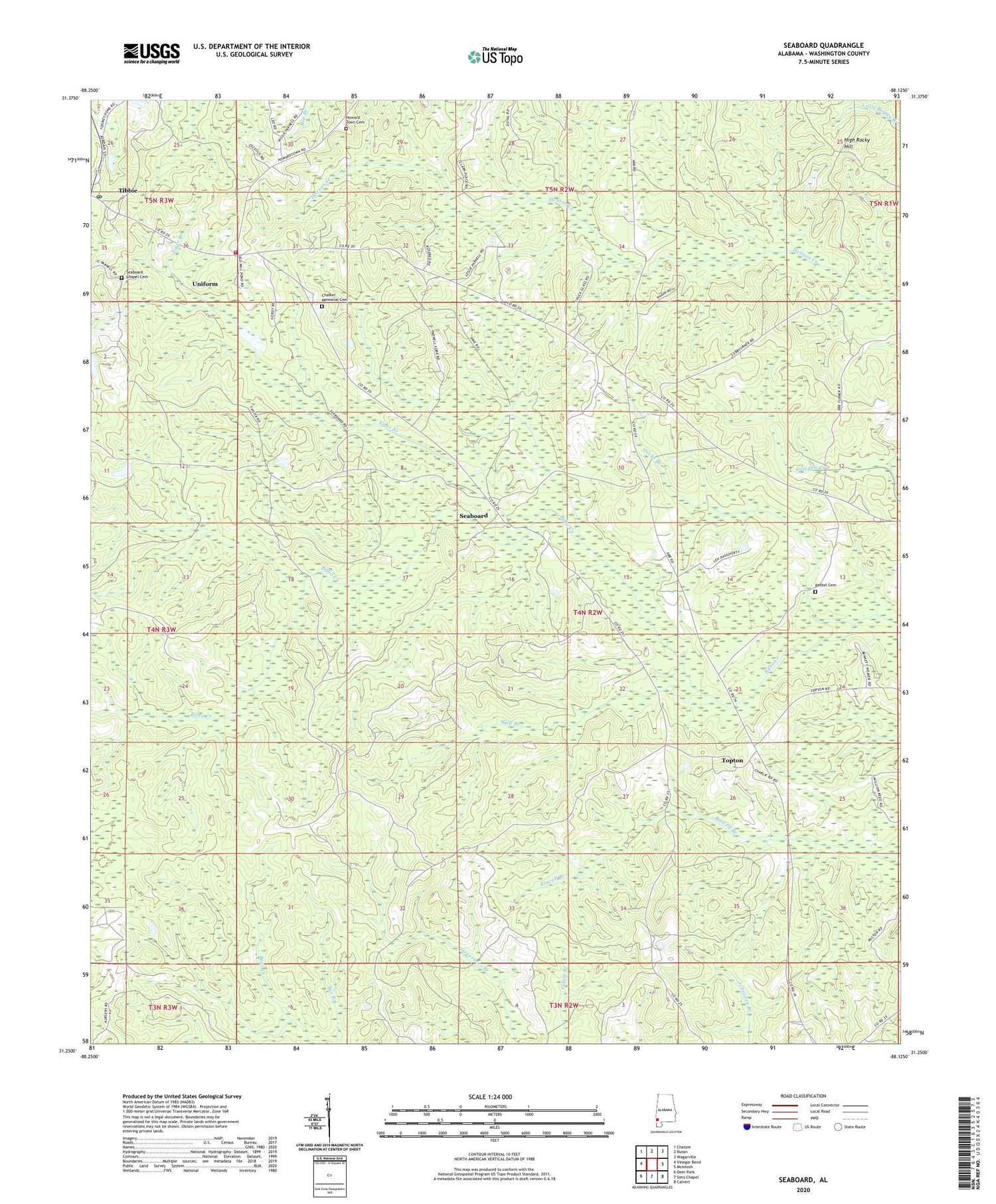 Seaboard Alabama US Topo Map Image