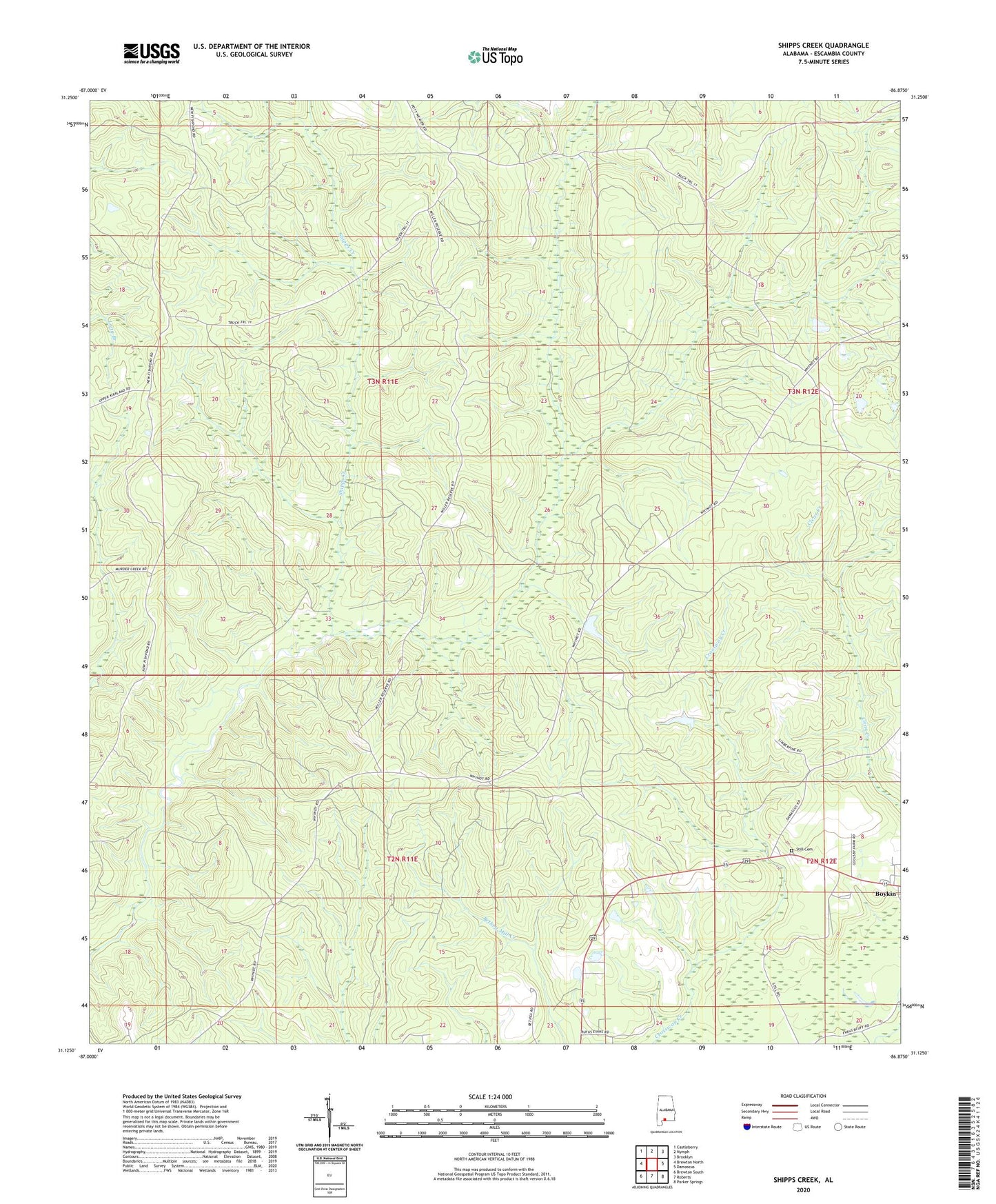 Shipps Creek Alabama US Topo Map Image