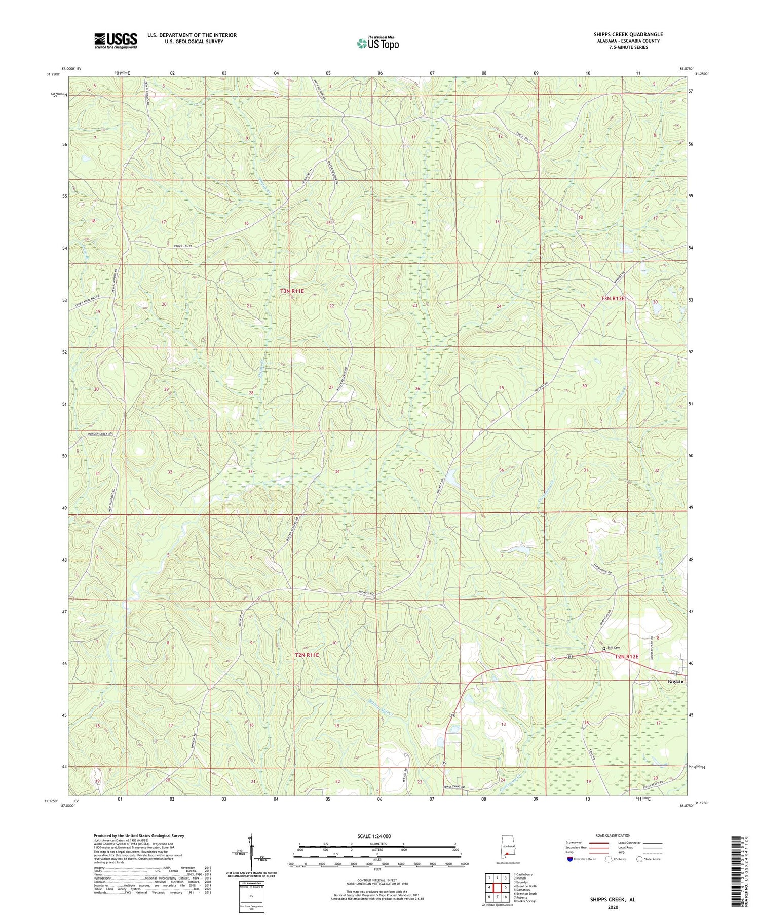 Shipps Creek Alabama US Topo Map Image