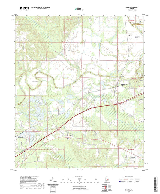 Shorter Alabama US Topo Map Image