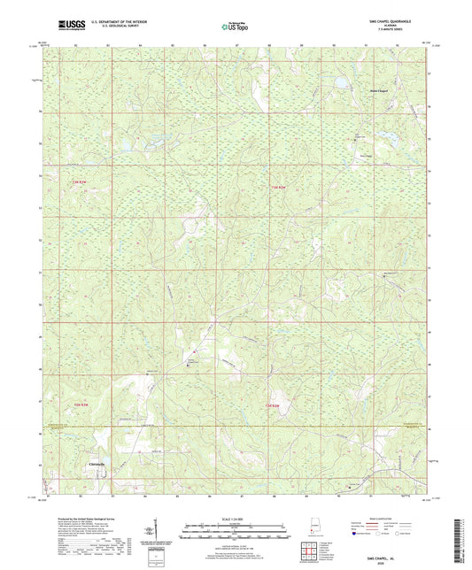 Sims Chapel Alabama US Topo Map Image