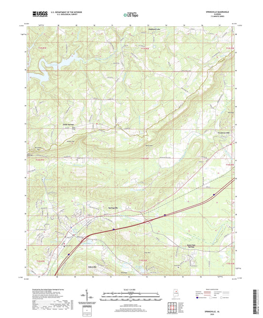 Springville Alabama US Topo Map Image