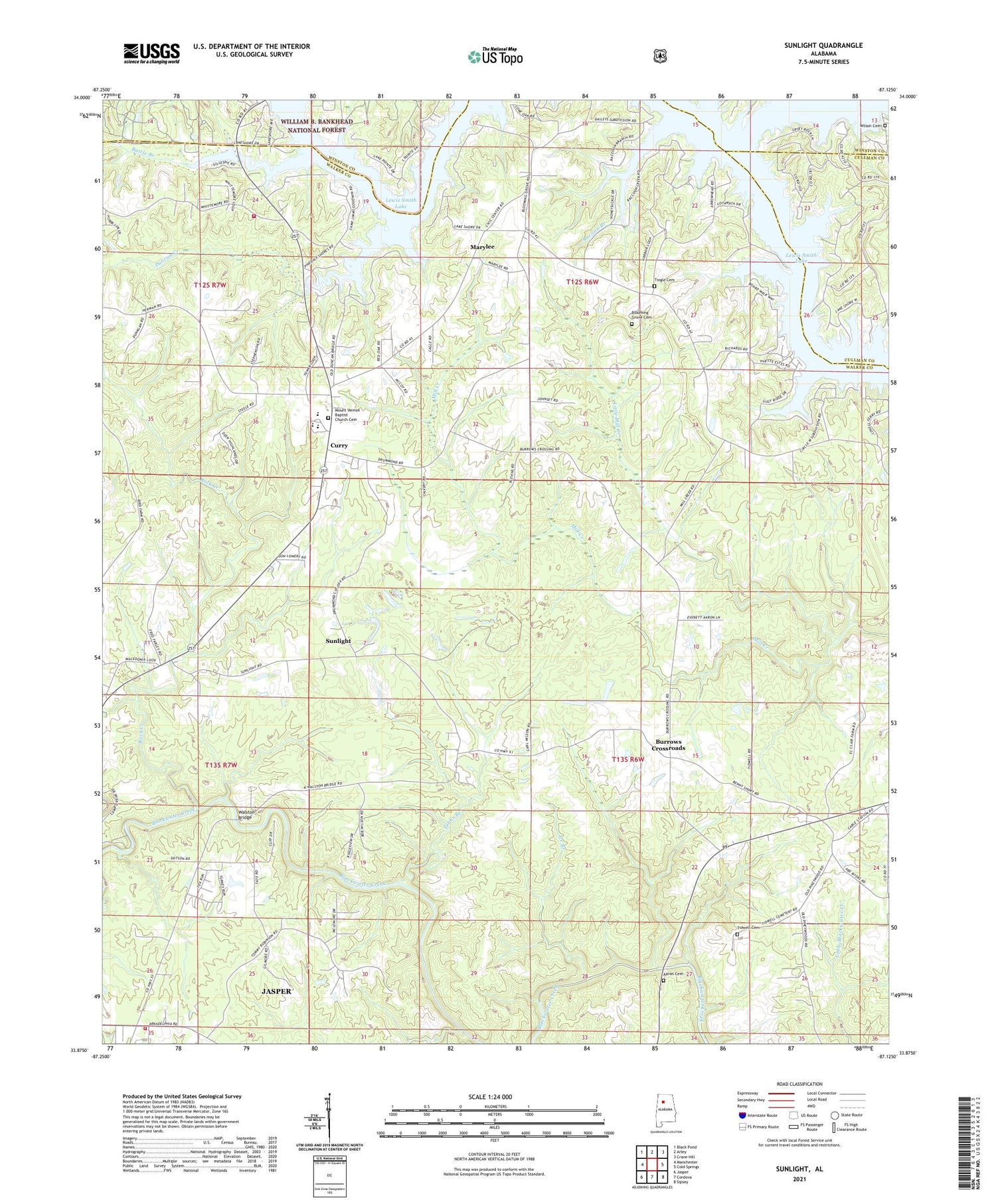 Sunlight Alabama US Topo Map Image