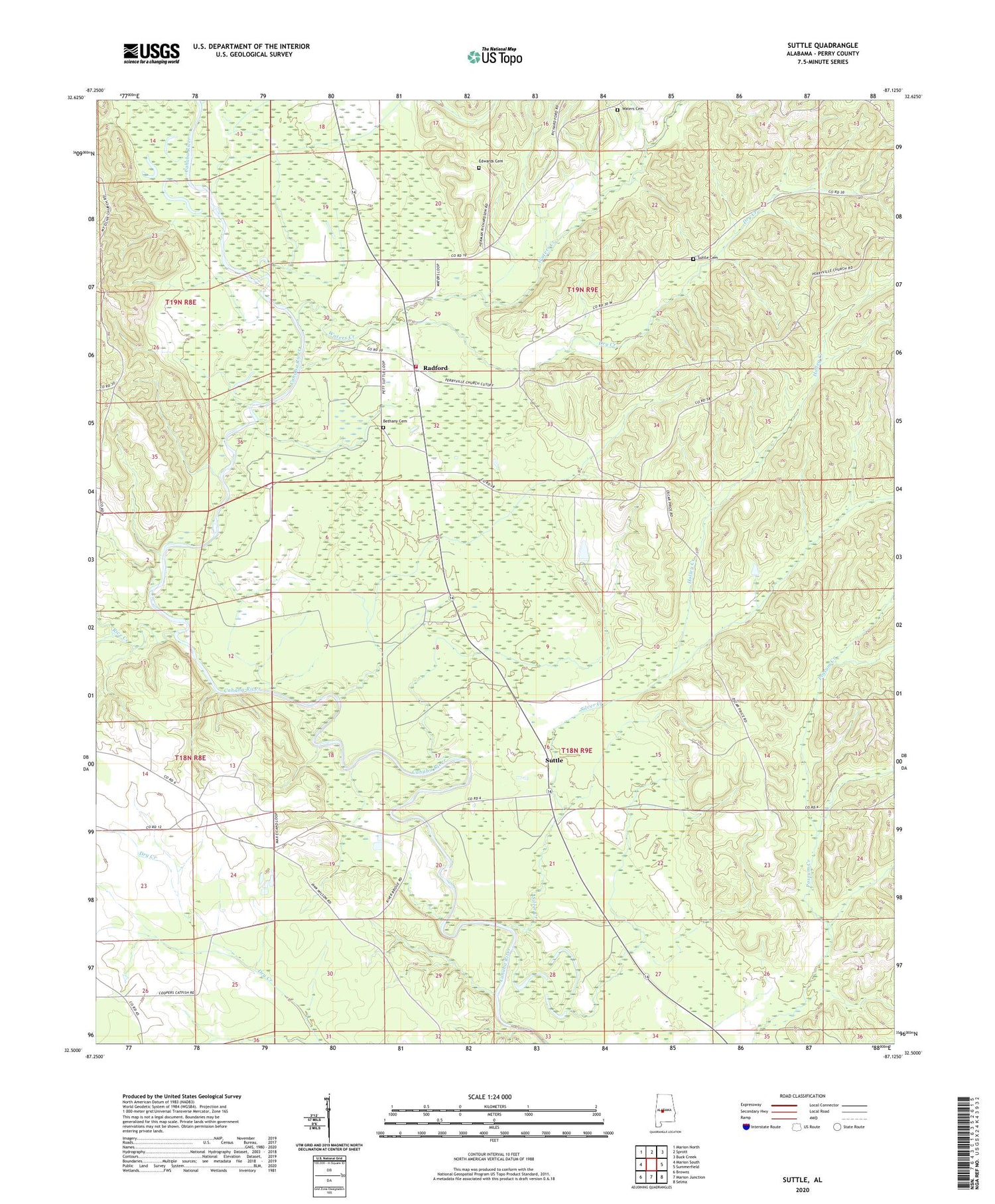 Suttle Alabama US Topo Map Image