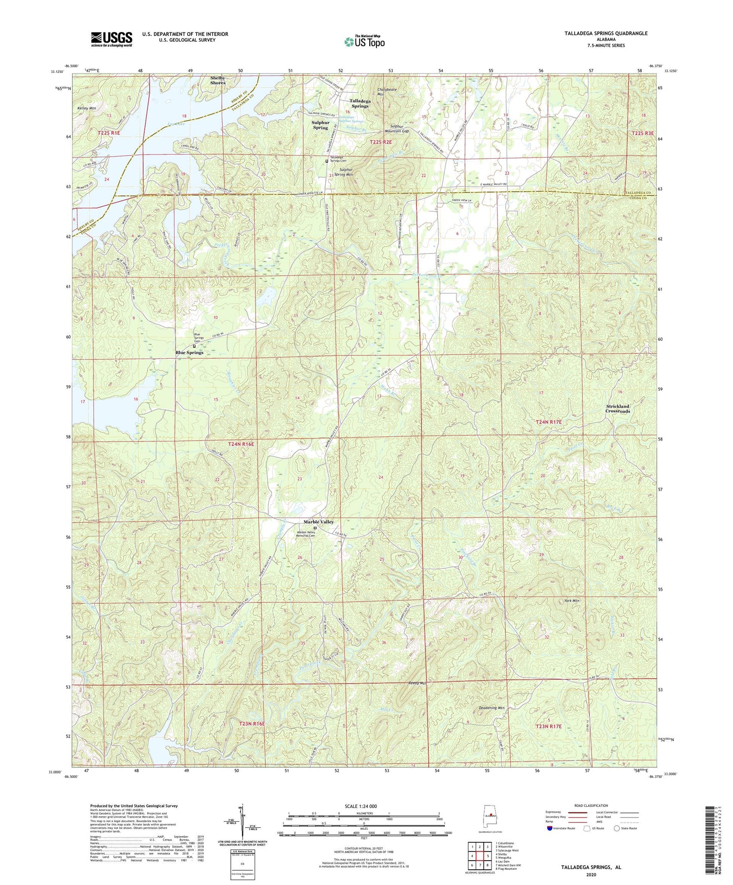 Talladega Springs Alabama US Topo Map Image