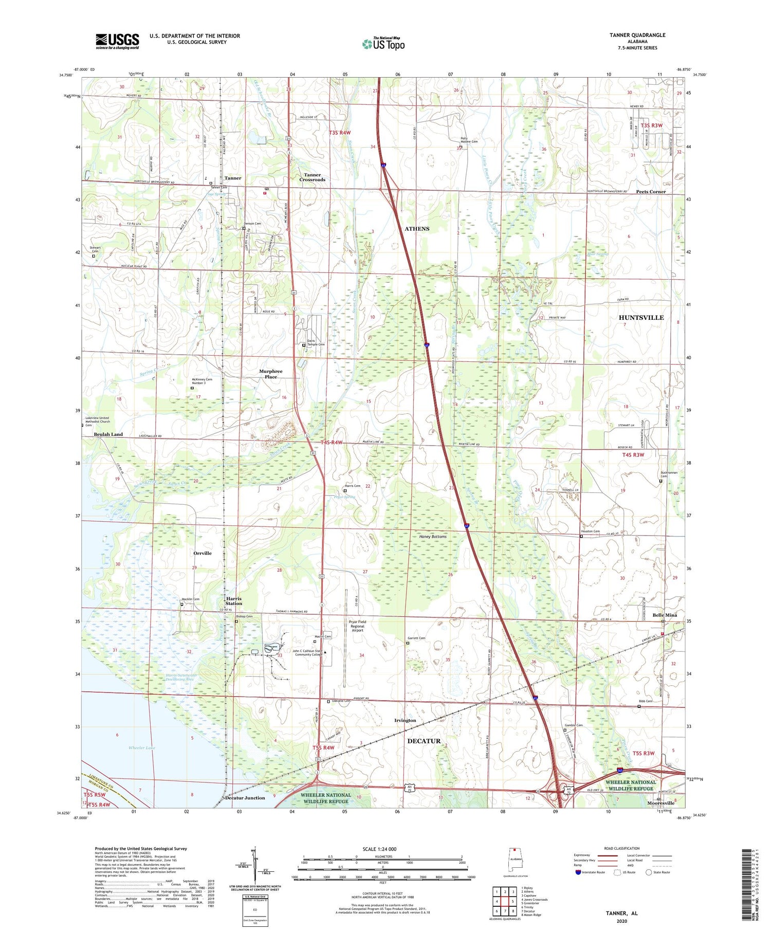Tanner Alabama US Topo Map Image