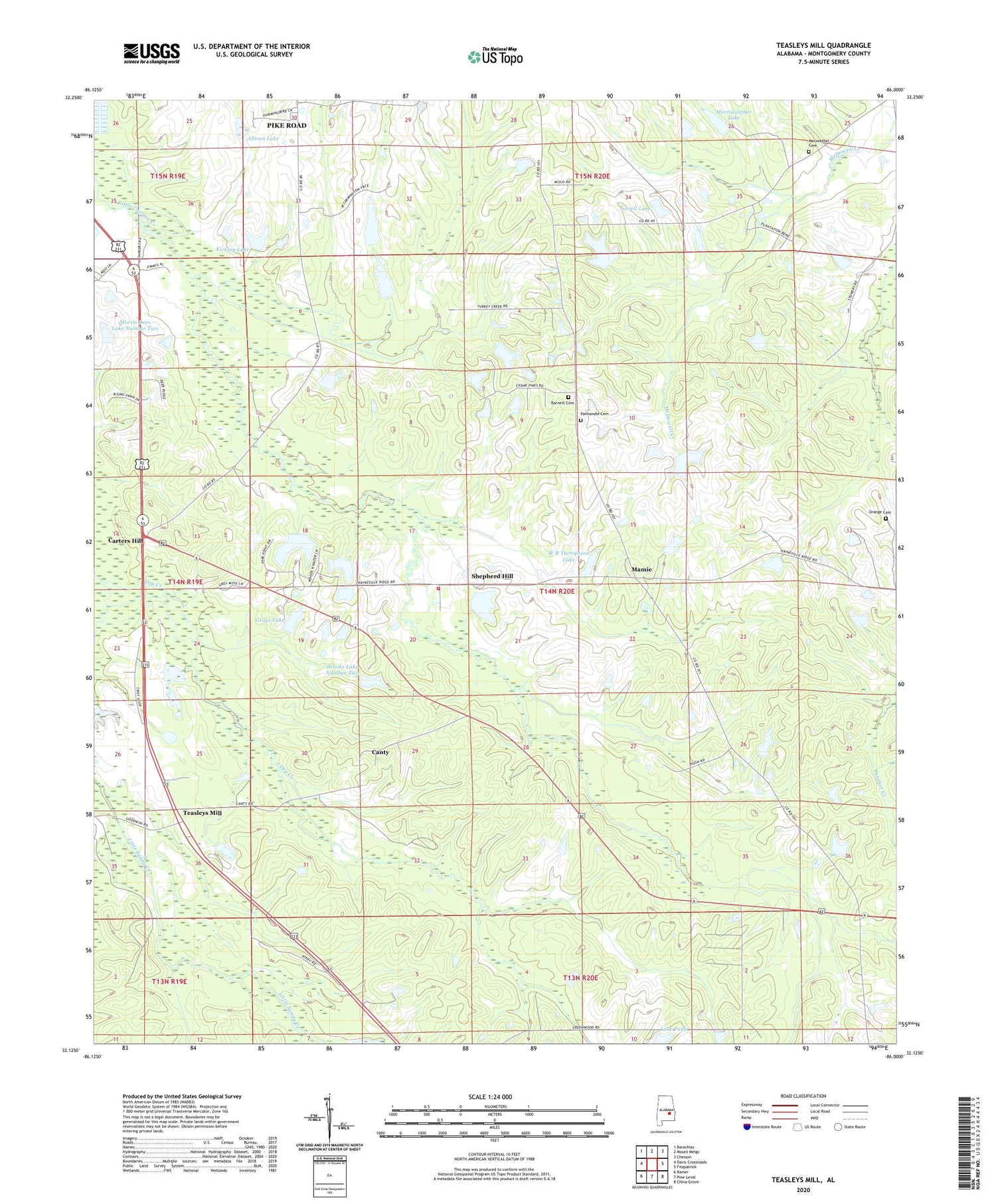 Teasleys Mill Alabama US Topo Map Image