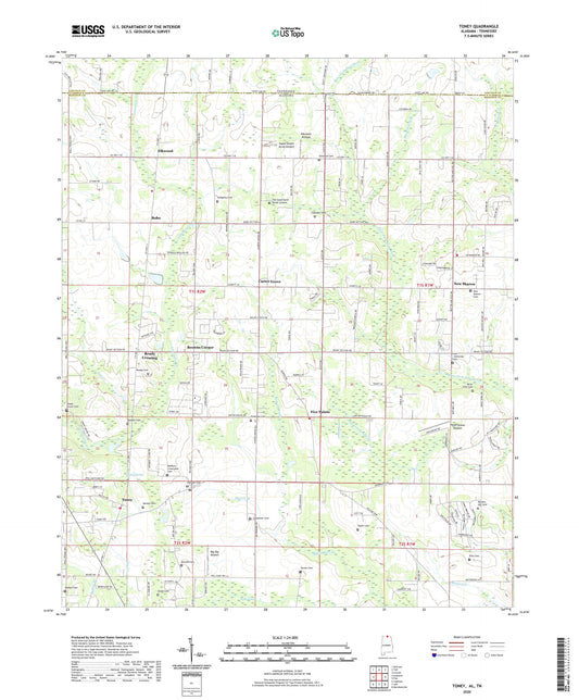 Toney Alabama US Topo Map Image